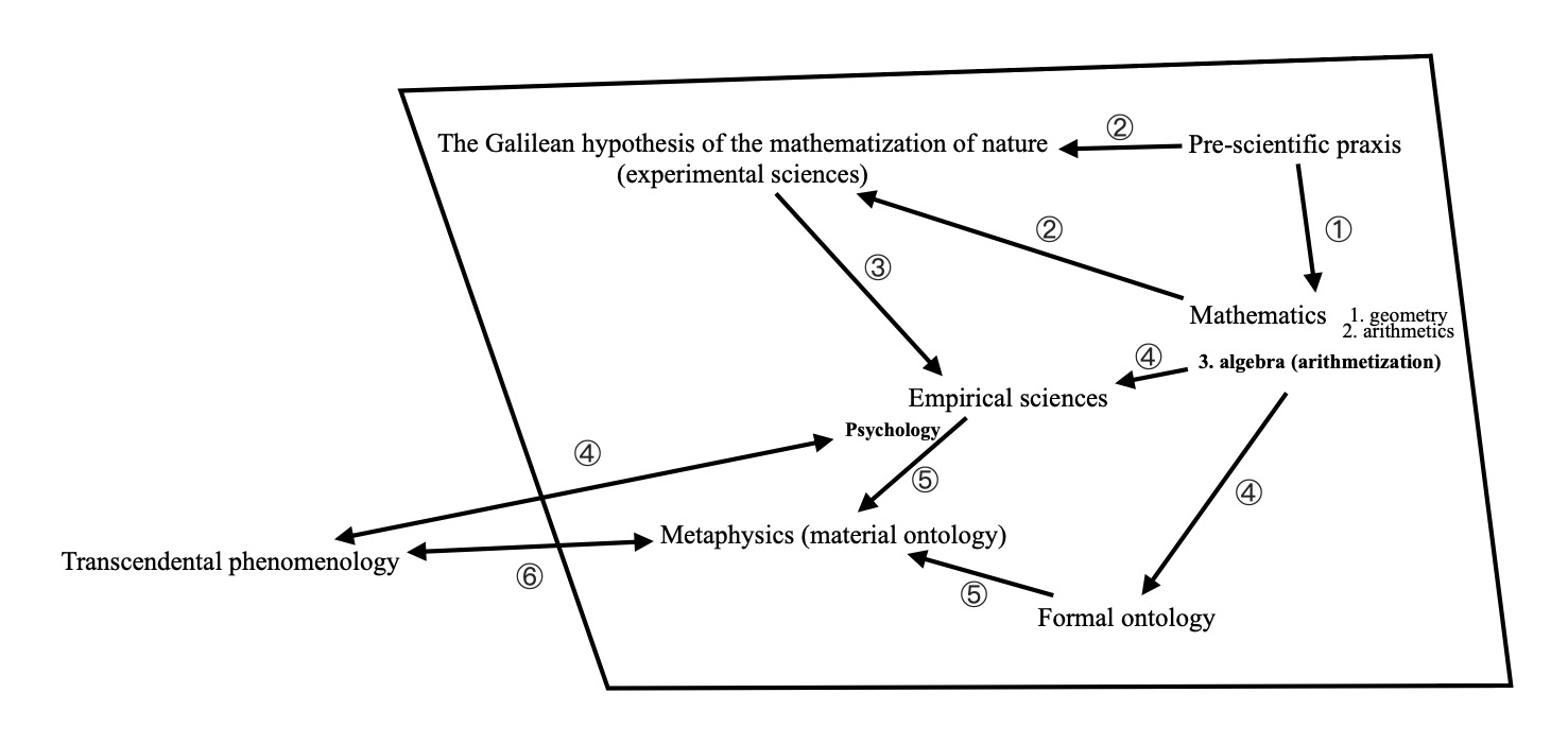 The author’s roadmap of the relationships between the lifeworld, sciences, metaphysics, and transcendental phenomenology.
